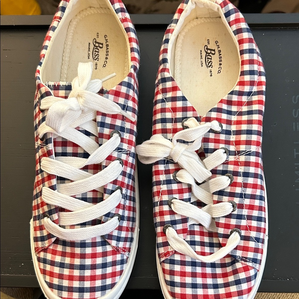 G.H. Bass & Co. Red and Blue Plaid Sneakers